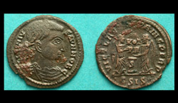Licinius II, Siscia, Two Victories reverse